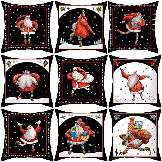 Poszewka na poduszkę Cartoon Święty Mikołaj, Brzoskwinia Skóra, Nowy Rok, Bożonarodzeniowy Prezent, Kwadratowa #25 - Wianko - 12