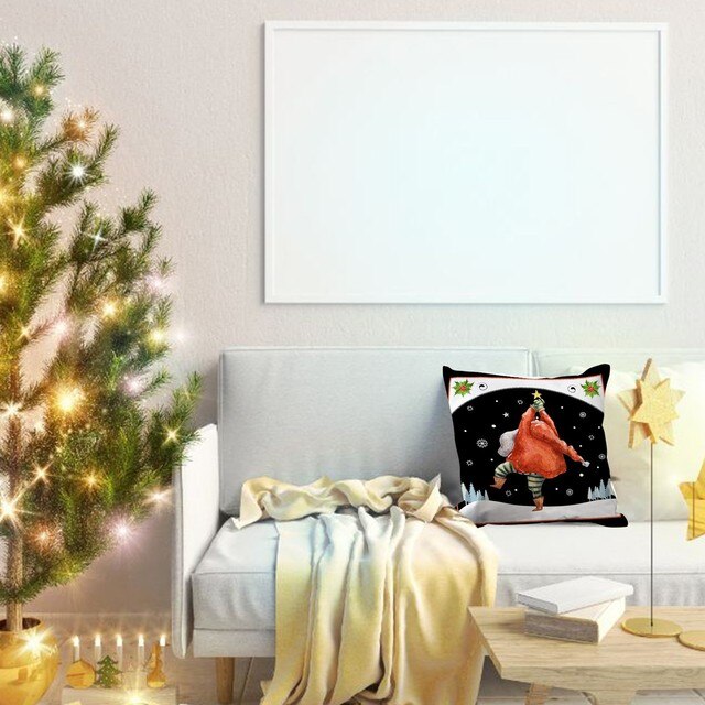 Poszewka na poduszkę Cartoon Święty Mikołaj, Brzoskwinia Skóra, Nowy Rok, Bożonarodzeniowy Prezent, Kwadratowa #25 - Wianko - 19