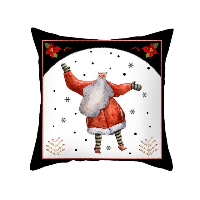Poszewka na poduszkę Cartoon Święty Mikołaj, Brzoskwinia Skóra, Nowy Rok, Bożonarodzeniowy Prezent, Kwadratowa #25 - Wianko - 5