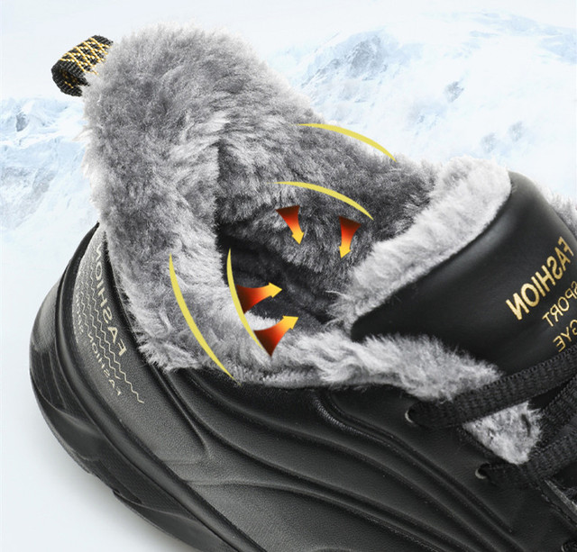 Zimowe męskie buty - Śniegowe, pluszowe, ciepłe, lekkie, oddychające, wygodne, ochronne - Wianko - 9