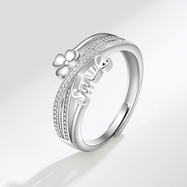 Pierścień dekompresyjny z cyrkonem i kryształem w kształcie kwiatu z regulowanym obrotem i złym okiem - Wianko - 25