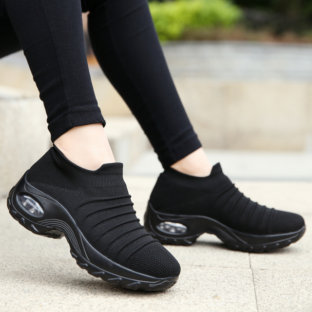 Buty damskie z platformą i oddychającym materiałem Mesh w kolorze czarnym, wygodne i na co dzień - Wianko - 50