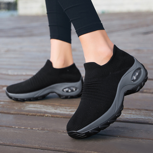 Buty damskie z platformą i oddychającym materiałem Mesh w kolorze czarnym, wygodne i na co dzień - Wianko - 25