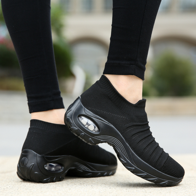 Buty damskie z platformą i oddychającym materiałem Mesh w kolorze czarnym, wygodne i na co dzień - Wianko - 48