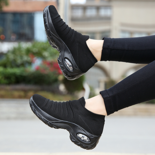Buty damskie z platformą i oddychającym materiałem Mesh w kolorze czarnym, wygodne i na co dzień - Wianko - 49
