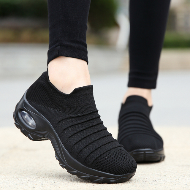 Buty damskie z platformą i oddychającym materiałem Mesh w kolorze czarnym, wygodne i na co dzień - Wianko - 47