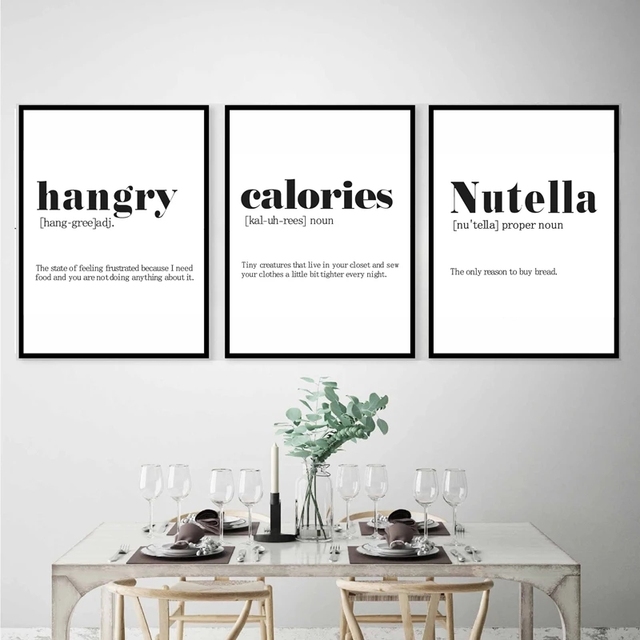 Nutella - Plakat kuchenny kalorie czarno-białe płótno malarstwo na ścianę - Wianko - 3