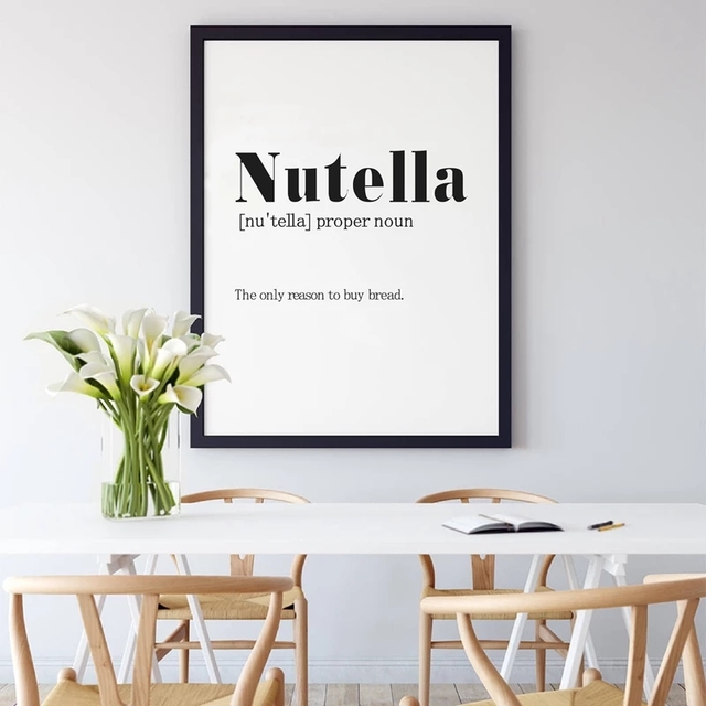 Nutella - Plakat kuchenny kalorie czarno-białe płótno malarstwo na ścianę - Wianko - 2