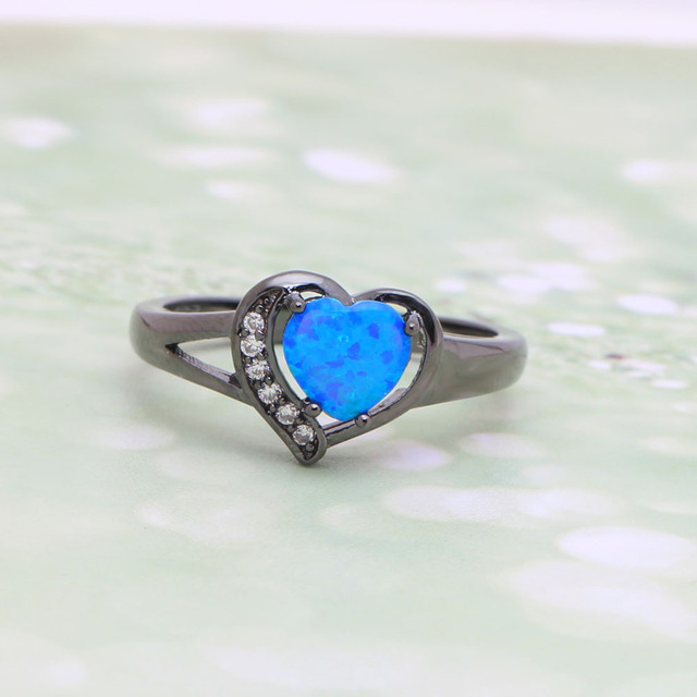 Czarne pierścienie z opalem w stylu vintage dla kobiet - pierścionki zaręczynowe - Wianko - 5