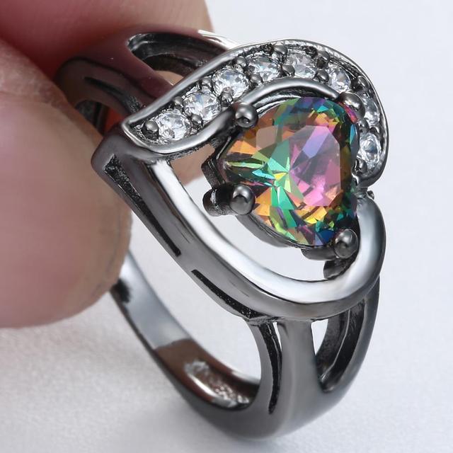 Czarne pierścienie z opalem w stylu vintage dla kobiet - pierścionki zaręczynowe - Wianko - 12