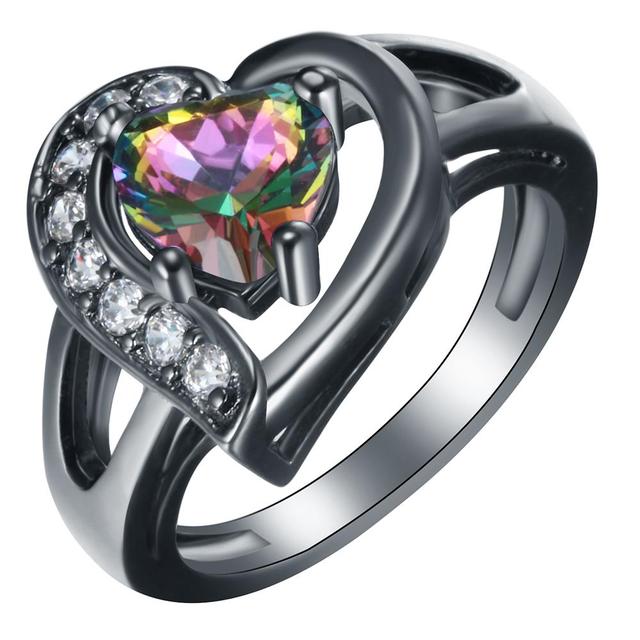 Czarne pierścienie z opalem w stylu vintage dla kobiet - pierścionki zaręczynowe - Wianko - 11