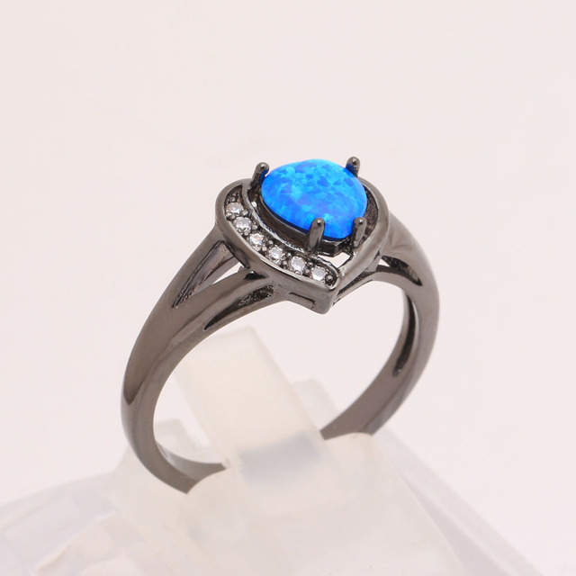 Czarne pierścienie z opalem w stylu vintage dla kobiet - pierścionki zaręczynowe - Wianko - 7