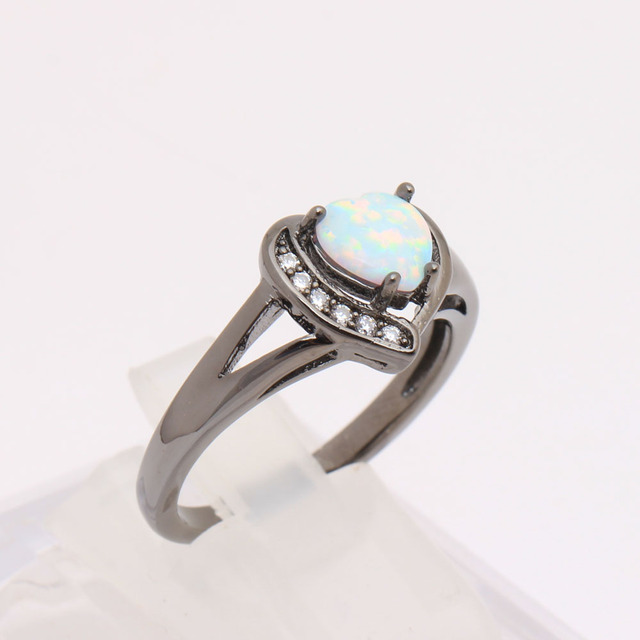 Czarne pierścienie z opalem w stylu vintage dla kobiet - pierścionki zaręczynowe - Wianko - 3