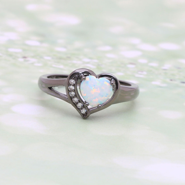 Czarne pierścienie z opalem w stylu vintage dla kobiet - pierścionki zaręczynowe - Wianko - 4