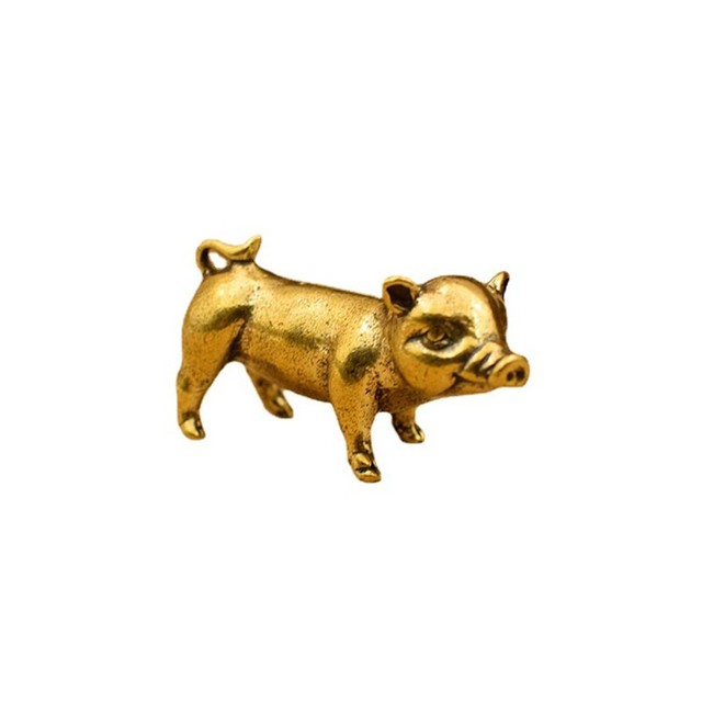 Mosiądzowa figurka ręcznie wykonana w stylu retro - świnia miniatura ozdoba biurkowa zwierzę metal kolor miedź rzemiosło dekoracyjne akcesoria - Wianko - 5