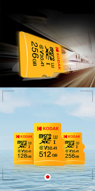 Karta pamięci Kodak Micro SD o pojemności 512GB, 256GB, 128GB, 64GB lub 32GB, klasa 10, szybkość Flash U3 4K - Wianko - 7