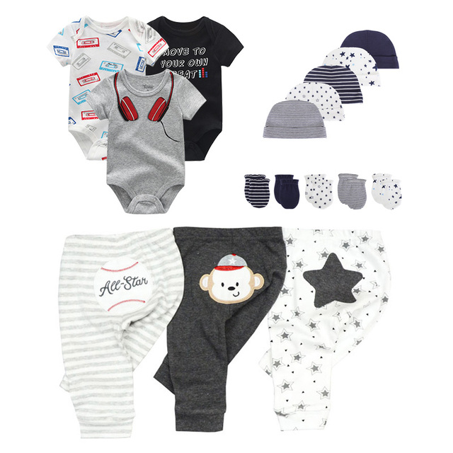Noworodkowe letnie zestawy ubranek dla dziewczynki i chłopca wykonane z bawełny - kostium, spodnie, czapka, rękawiczki z krótkim rękawem Ropa Bebe - Wianko - 26