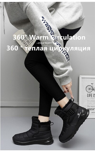Ciepłe zimowe buty damskie do kostki zimowe odkryte wodoodporne pluszowe trampki rozmiar 42 - Wianko - 7