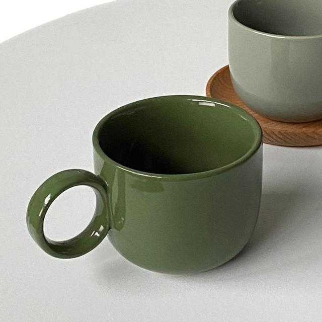 Personalizowany kubek do kawy ceramiczny 250 ml, ciemny jasnozielony, styl skandynawski, prosta konstrukcja - Wianko - 5