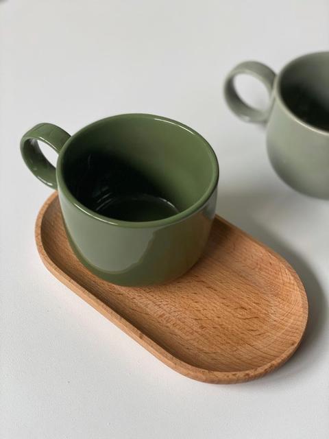 Personalizowany kubek do kawy ceramiczny 250 ml, ciemny jasnozielony, styl skandynawski, prosta konstrukcja - Wianko - 10