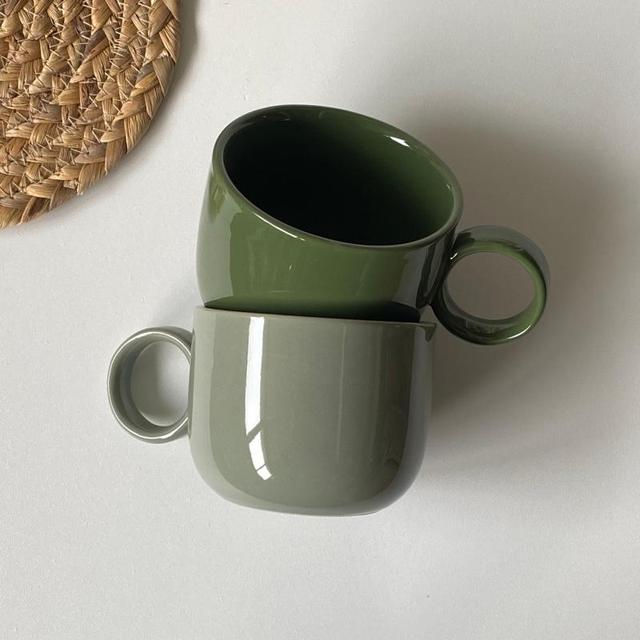 Personalizowany kubek do kawy ceramiczny 250 ml, ciemny jasnozielony, styl skandynawski, prosta konstrukcja - Wianko - 9