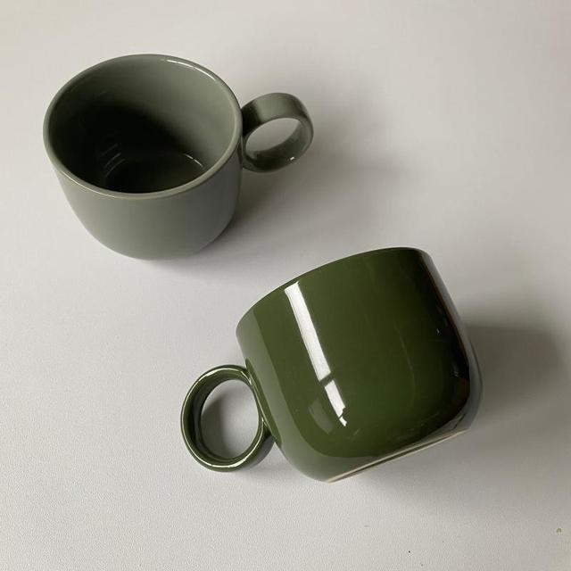 Personalizowany kubek do kawy ceramiczny 250 ml, ciemny jasnozielony, styl skandynawski, prosta konstrukcja - Wianko - 6