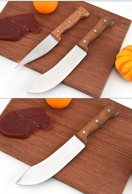 Nóż kuchenny do krojenia mięsa ze stali nierdzewnej i drewnianym uchwytem - Wianko - 3