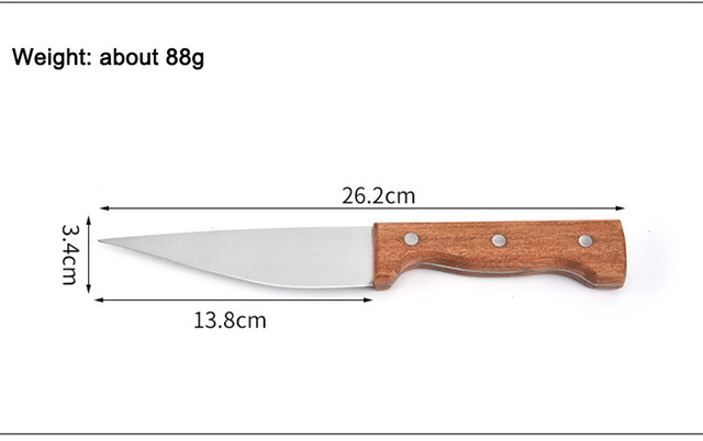 Nóż kuchenny do krojenia mięsa ze stali nierdzewnej i drewnianym uchwytem - Wianko - 2