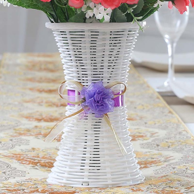 Europejski biały kosz na kwiaty z tworzywa sztucznego - pojemnik do samodzielnego wykonania roślin - dekoracje ślubne - Wianko - 8