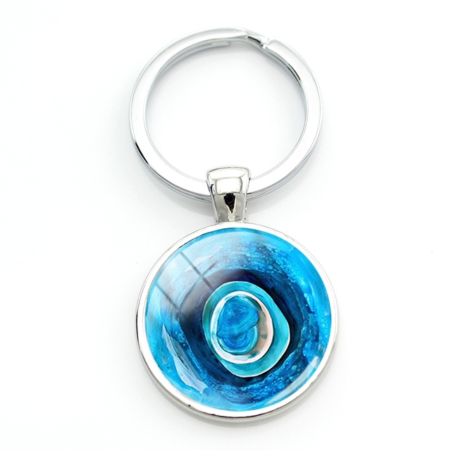 Brelok na klucze TAFREE z niebieskimi obrazami złego oka - szklane i metalowe ręcznie wykonane oczy mężczyzn - idealny prezent na Dzień Ojca - Wianko - 3