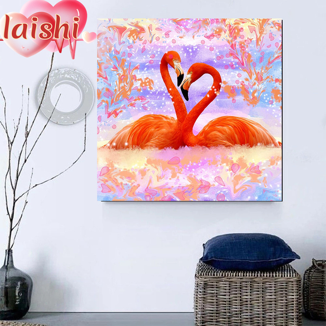 Sztuka zwierząt - Flamingo 5D DIY diamentowy obraz do dekoracji domu - Wianko - 3