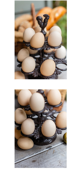 Stojak na jajka żeliwny w stylu retro, kogut metalowy, do dekoracji kuchni - Wianko - 5