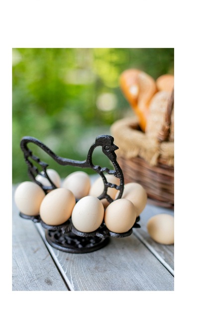 Stojak na jajka żeliwny w stylu retro, kogut metalowy, do dekoracji kuchni - Wianko - 6