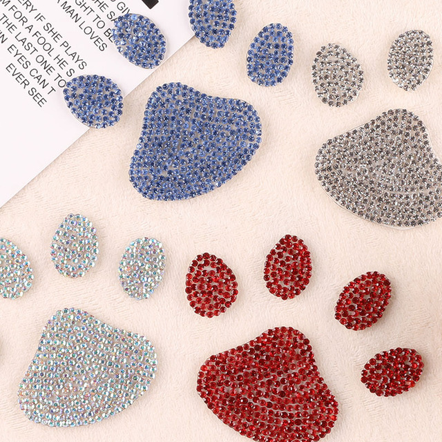 Naszywka Crystal Rhinestone Dog Paw Print - 10 sztuk, samoprzylepna, do odzieży, toreb, butów, samochodów - diamentowa naklejka - Wianko - 2