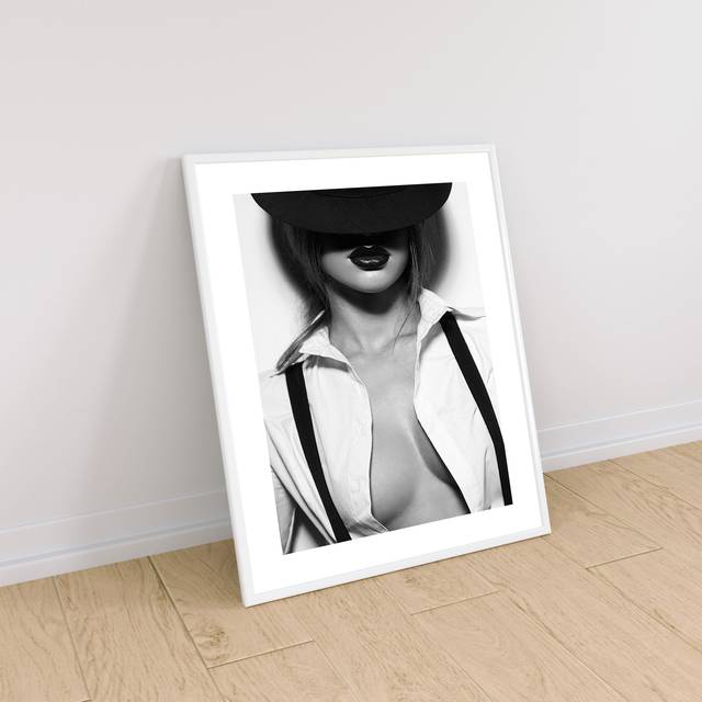 Plakat obrazu dekoracyjny na płótnie, czarno-biały, modelka w modzie, ozdoba salonu i wnętrza - Wianko - 3