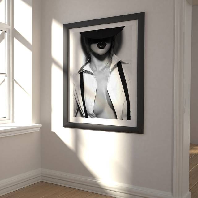 Plakat obrazu dekoracyjny na płótnie, czarno-biały, modelka w modzie, ozdoba salonu i wnętrza - Wianko - 2