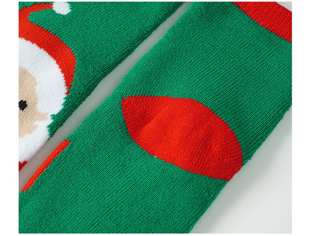 Skarpety dziecięce zimowe pogrubione bawełniane, motyw jelenia Świętego Mikołaja, prezent bożonarodzeniowy - Wianko - 10