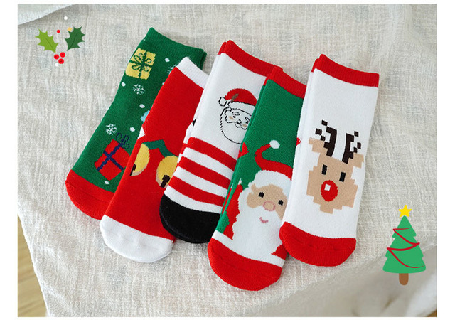 Skarpety dziecięce zimowe pogrubione bawełniane, motyw jelenia Świętego Mikołaja, prezent bożonarodzeniowy - Wianko - 12