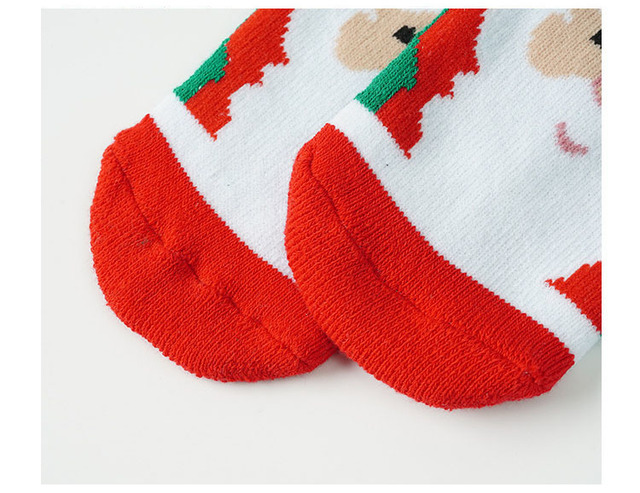 Skarpety dziecięce zimowe pogrubione bawełniane, motyw jelenia Świętego Mikołaja, prezent bożonarodzeniowy - Wianko - 11
