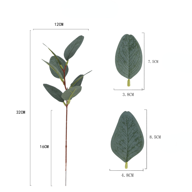 Sztuczne liście eukaliptusa dekoracyjne do domu - zestaw 5 sztuk - Wianko - 2