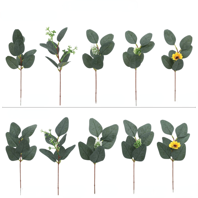 Sztuczne liście eukaliptusa dekoracyjne do domu - zestaw 5 sztuk - Wianko - 10