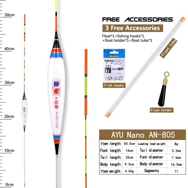 Spławik Nano Fishing Float z boją Tube, uchwytem pływaka i hakiem duże ładowanie ołowiu, używany w świeżej wodzie z grubą ogonową warstwą Flotador - Wianko - 5