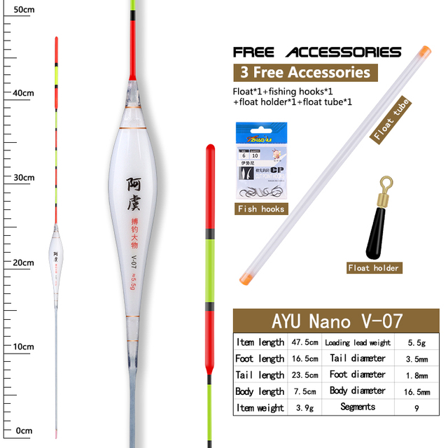 Spławik Nano Fishing Float z boją Tube, uchwytem pływaka i hakiem duże ładowanie ołowiu, używany w świeżej wodzie z grubą ogonową warstwą Flotador - Wianko - 12