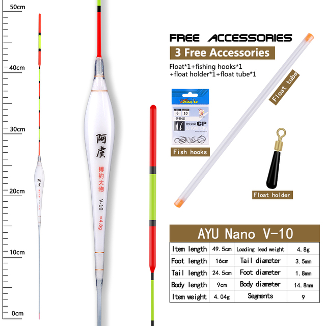 Spławik Nano Fishing Float z boją Tube, uchwytem pływaka i hakiem duże ładowanie ołowiu, używany w świeżej wodzie z grubą ogonową warstwą Flotador - Wianko - 15