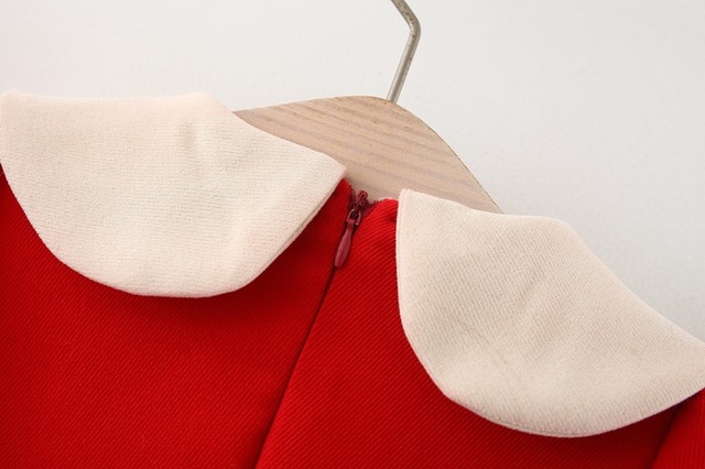 Długa sukienka zimowa dla dziewczynki w jednolitym kolorze, z przyciskami i ozdobną lamówką, wykonana z wysokiej jakości bawełny - dla dziewczynek w wieku 0-4 lat - Wianko - 11