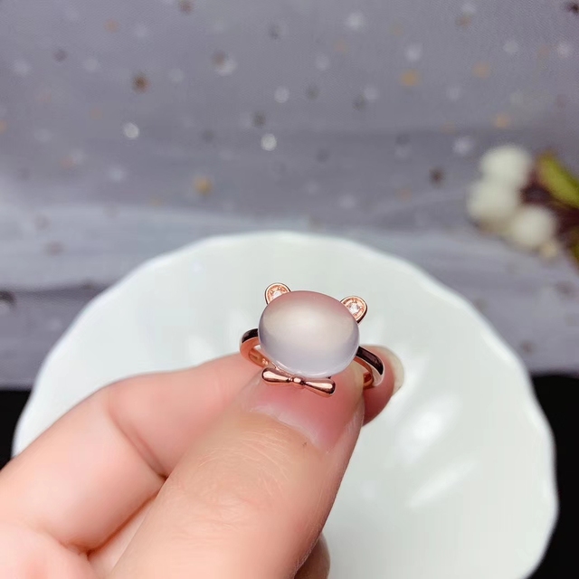 Piękny pierścień z różowym kwarcem i srebrnymi bowknotami dla kobiet w kolorze różowego złota - idealny prezent na rocznicę i urodziny (925 srebro) - Wianko - 5