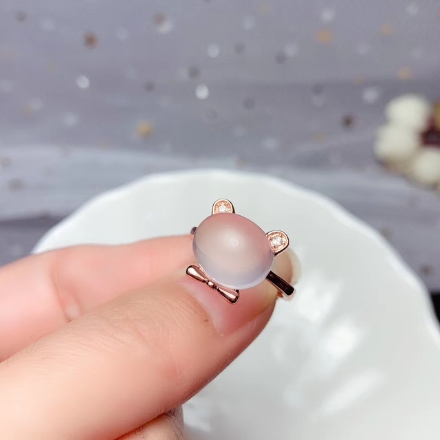 Piękny pierścień z różowym kwarcem i srebrnymi bowknotami dla kobiet w kolorze różowego złota - idealny prezent na rocznicę i urodziny (925 srebro) - Wianko - 7