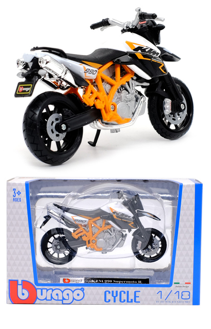 Model motocykla Bburago 1:18 KTM 990 Supermoto R w skali 1:18 - odlewniczy pojazd zabawkowy dla dzieci w kolekcji motocykli - Wianko - 4