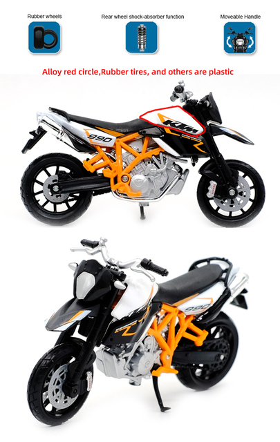 Model motocykla Bburago 1:18 KTM 990 Supermoto R w skali 1:18 - odlewniczy pojazd zabawkowy dla dzieci w kolekcji motocykli - Wianko - 3