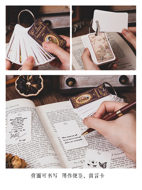 100 sztuk Retro Kartek Dekoracyjnych na Mini Kartce Kraft Paper z Serii Vintage Book Collection Journal - DIY Dekoracje, życzenia, pocztówki - Wianko - 8
